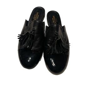 Seating meucci black tassel mule loafers size 10m